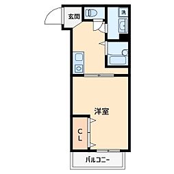 エーデルハイツ 1DKの間取図画像