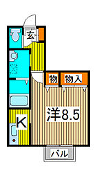 レポワソン 1Kの間取図画像