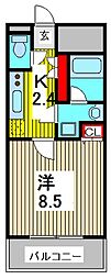 グランドール浦和岸町 1Kの間取図画像