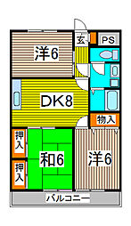 長澤マンション 3DKの間取図画像