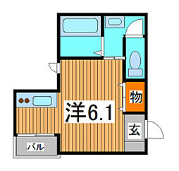 ハーランド 1Kの間取図画像