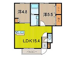 ヴィラSakuraA 2LDKの間取図画像