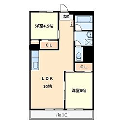 リブレス東浦和 2LDKの間取図画像