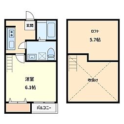 グランツ南与野 1Kの間取図画像