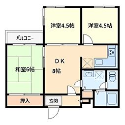 ロータリーライフ与野 3DKの間取図画像