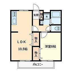 メゾンアモーレ 1LDKの間取図画像