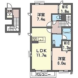 ツインコート宮前 2LDKの間取図画像