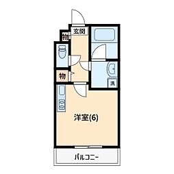 礎 1Kの間取図画像