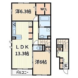 ディアコートK 2LDKの間取図画像
