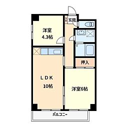 アルシュセマ 2LDKの間取図画像