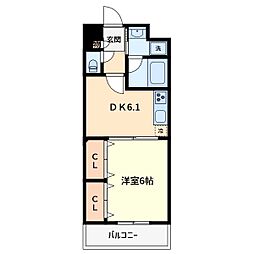 アーバンブライト 1DKの間取図画像