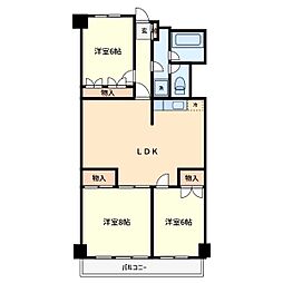 南浦和センチュリーマンション 3LDKの間取図画像