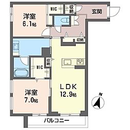 KS-II与野本町 2LDKの間取図画像