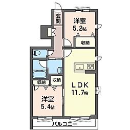 ツインコート宮前 2LDKの間取図画像
