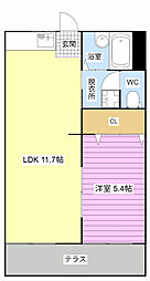 シャローム天王 1LDKの間取図画像