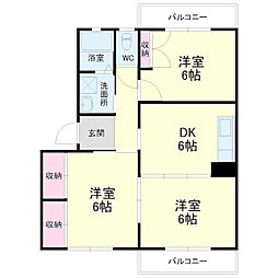 アマネセル堅田 3DKの間取図画像