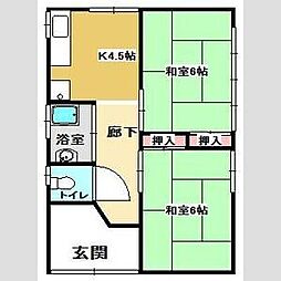 伊藤様貸家 1階2DKの間取り