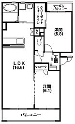 フロレスタ・ハヤシ 2LDKの間取図画像