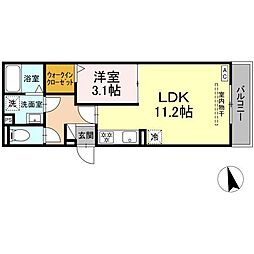 D-Hills佐藤II 1LDKの間取図画像