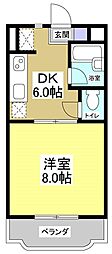 エマージュShige2 1DKの間取図画像