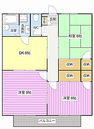 アクト中島 3DKの間取図画像