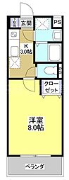 マンションアカンサス3 1Kの間取図画像