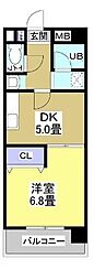 ラフォーレ・東三方 1DKの間取図画像