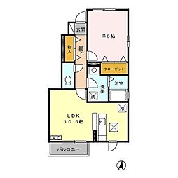 ロイヤルタウン染地台C 1LDKの間取図画像