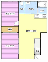セレブカーサ 2LDKの間取図画像