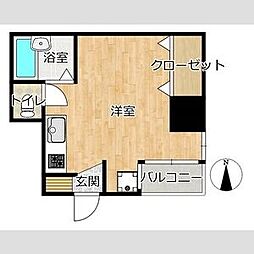 元浜グリーンホームズ ワンルームの間取図画像