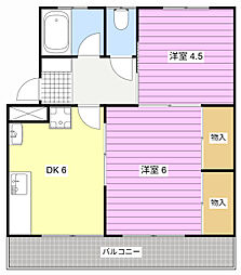サイトウアパート 2DKの間取図画像