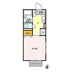 ラルシェ壱番館 1Kの間取図画像