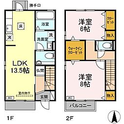 アシェット・ソル 2LDKの間取図画像