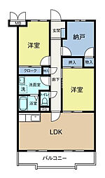 長屋マンション 2SLDKの間取図画像