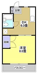 エルブランデント 1DKの間取図画像