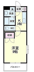 コートリー2 1Kの間取図画像