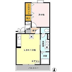 ヴィラ・ラフィーネ 1LDKの間取図画像