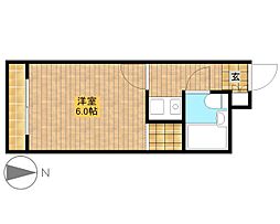 中沢シティハイツガーデン 1Kの間取図画像