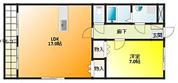 ヴィーブル野口 1LDKの間取図画像