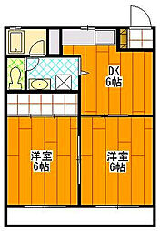 サンパレス金子 2DKの間取図画像