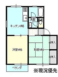 ラムール 2DKの間取図画像