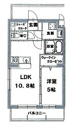 ルシュマンボヌール 1LDKの間取図画像
