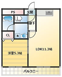 サウスコート 1LDKの間取図画像