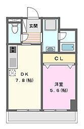 サザンストリート 1DKの間取図画像