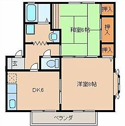 アルコバレーノA 2DKの間取図画像