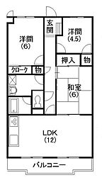 エスポワール高丘 3LDKの間取図画像