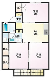 セジュール高井B 3DKの間取図画像
