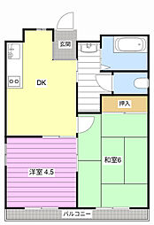 グリュック 2DKの間取図画像