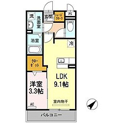 プリマ・テラッセ 1LDKの間取図画像
