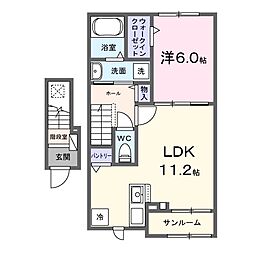 シャン・ド・フルール 1LDKの間取図画像